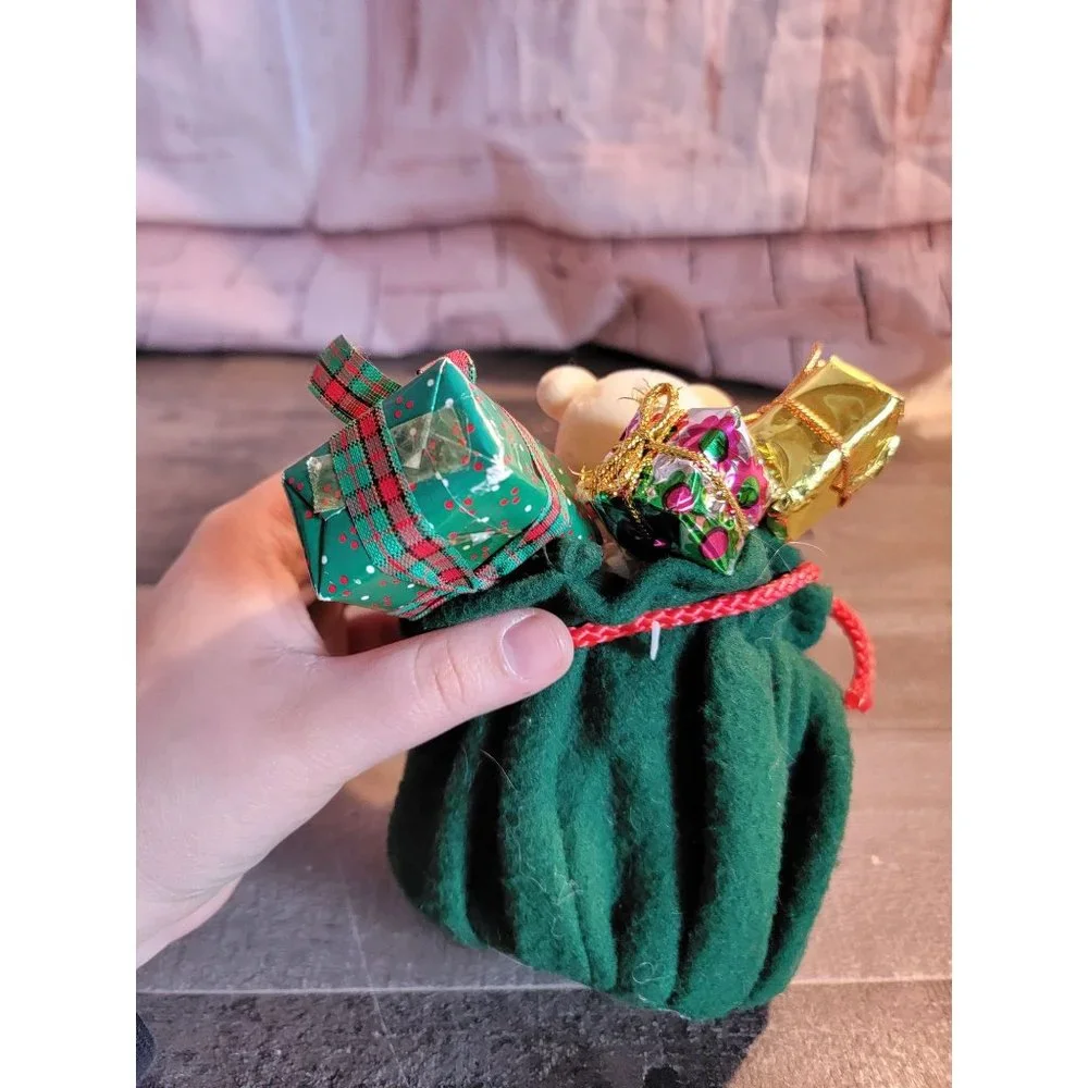 Teddy bear present Santa sack decor‎ figure xmas